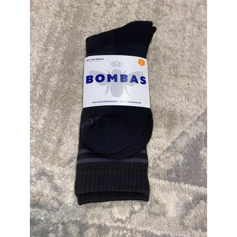 BOMBAS 4 Pair Womens‎ / Men's Black Crew Socks Size Large (9.5-12)